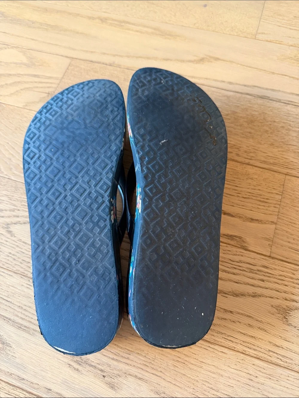 Tory Burch Navy Floral Flip Flop Sandals